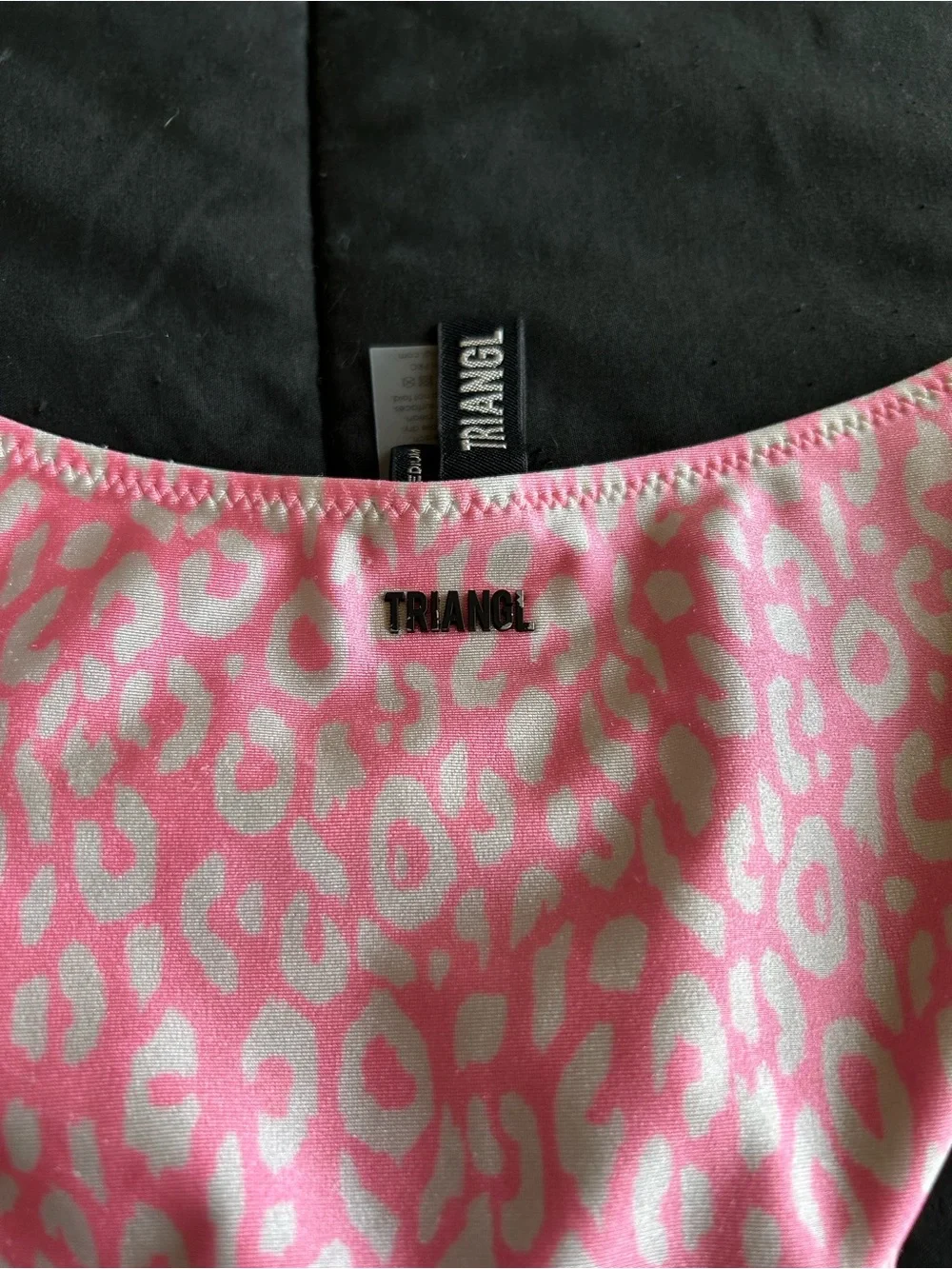 triangl swimwear Pink Leopard Print Triangle Bikini Top and Bottoms